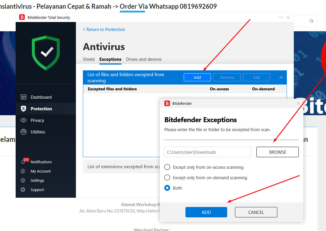 bitdefender exclusion 3
