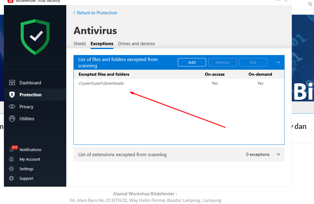 bitdefender exclusion 4